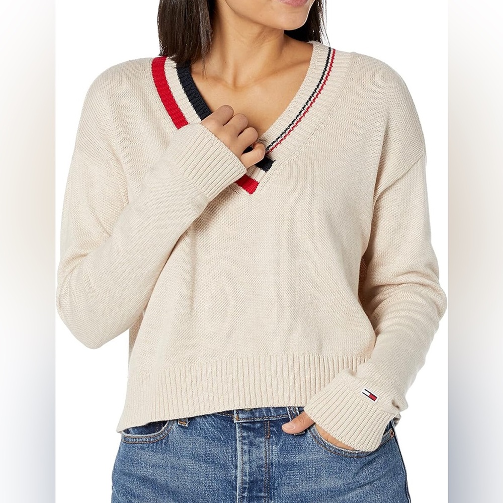 Tommy Hilfiger cropped varsity sweater